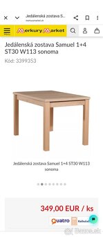 Predám jedálenský set, stôl so stoličkami - 3