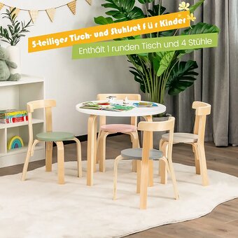 Detský stôl drevený stôl so 4 stoličkami pre deti set detský - 3