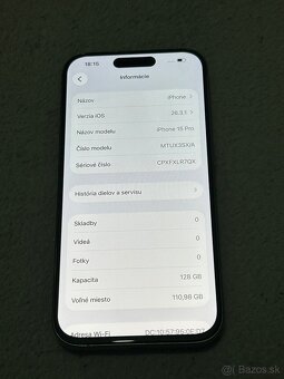 Predám Apple iphone 15 PRO 128GB Natural Titanium - 3