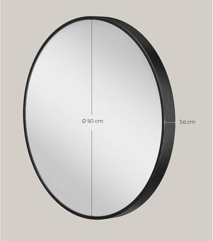 Čierne okrúhle zrkadlo SONGMICS Ø 50 cm – nové - 3