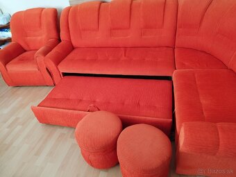 Rozkladací gauč s kreslom a 2 taburetkami - 3