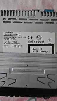 Predám autorádio Sony CDX-GT450U – USB, AUX, MP3,CD cena 40€ - 3
