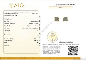 Zlaté napichovacie náušnice s FANCY diamantmi - 3