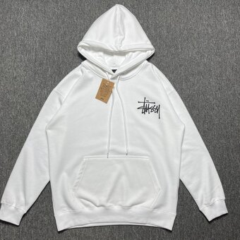 Mikina s kapucňou Stussy Basic - čierna/biela - 3
