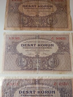 BANKOVKY 10 KČS 1927, RŮZNÉ SÉRIE, VŠE NEPERFOROVANÉ - 3