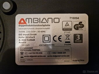 Dvojitá indukčná prenosná varna doska Ambiano 3400W - 3