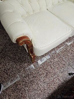 CHESTERFIELD SEDAČKA,KOŽENÁ-KOMBINOVANÁ S DREVOM - 3