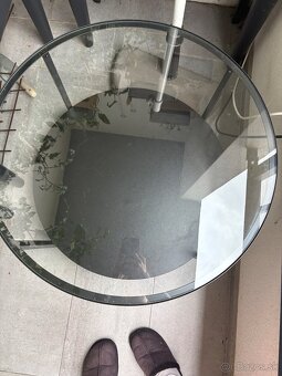 VITTSJÖ Konferenčný stolík, čierno-hnedá/sklo, 75 cm - 3