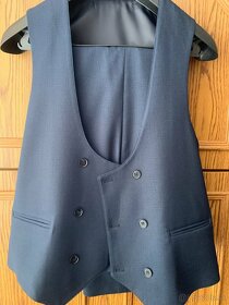Vlnený oblek Paco Romano (slim fit) - modrý, štrukturovaný - 3