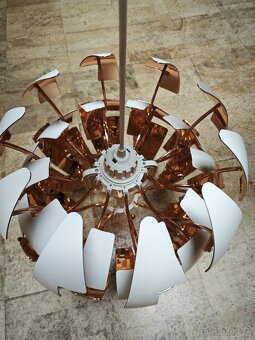 Závesná lampa, biela/medená, 35 cm - 3