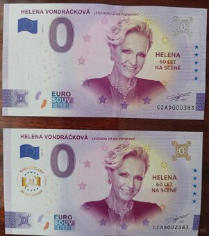 0 Euro bankovky Helena Vondráčková CZ+SK. - 3