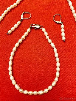 Náhrdelník, náramok, náušnice - pravé perly 4-5 mm - 3