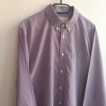 Lacoste fialová košeľa s dlhým rukávom kockovaná M/L - 3