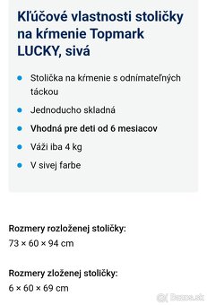 Detska jedalenska stolicka TOPMARK LUCKY - 3