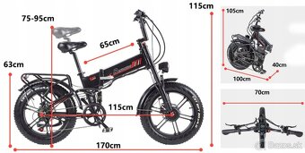 Skladaci Elektricky Bycikel 2x 1000 W 20 Ah Fatbike - 3