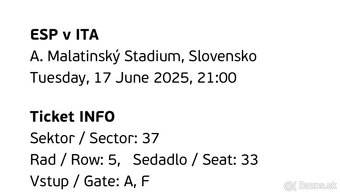 Listky na futbal 3ks U21 spanielsko taliansko - 3
