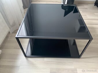 konferenčný stolík vidaXL čierny s čiernym sklom 90x90x50 cm - 3