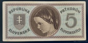 5 Korún Slovenských rok 1945 séria K - NEPERFOROVANÁ - 3