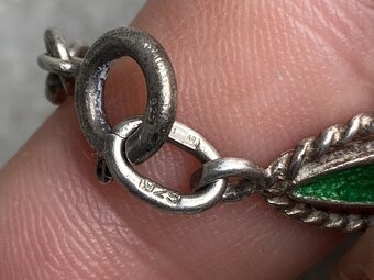 Strieborný náramok so zelenými kameňmi ,ag 925 - 3