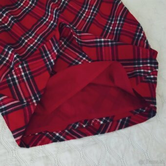 H&M kárované červené trblietavé šaty s mašľou a vreckami,140 - 3