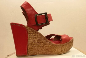 Červené kožené sandále č. 39 - 3