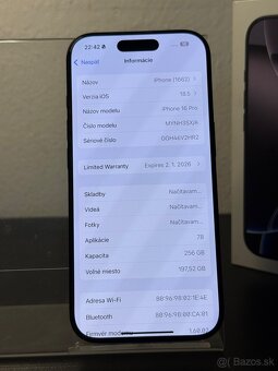 Predám Apple iPhone 16 PRO 256GB Black Stav Nového Telefónu - 3