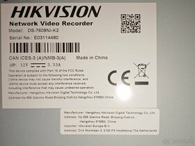 Predám rekordér Hikvision NVR DS-7608NI-K2 + 1ks 6TB HDD - 3