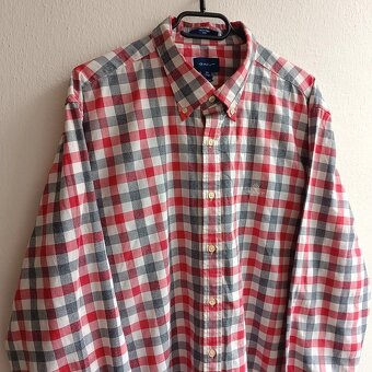 Gant károvaná košeľa s dlhým rukávom červená biela XXL - 3