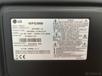 Predám TV LG 42PQ3000 – plazmová, 42" - 3