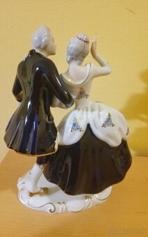 Royal dux porcelánová soška rokokový pár - 3