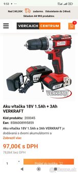 Aku vŕtačka 18V 1.5Ah + 3Ah VERKRAFT - 3