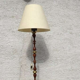 Retro starozitna podlahova stojata lampa drevena - 3