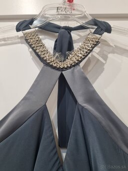 Sivé elastické koktejlky so štrasovými aplikáciami - nové - 3