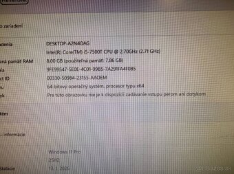 Kancelársky mini PC HP ProDesk i5-7500T / 8GB / SSD + HDD - 3