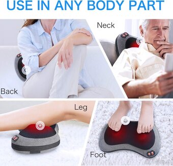 Elektrický masážny prístroj na krk – čierny, Shiatsu - 3