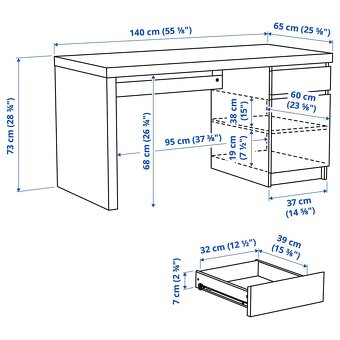 písací stôl IKEA MALM 2 kusy - 3