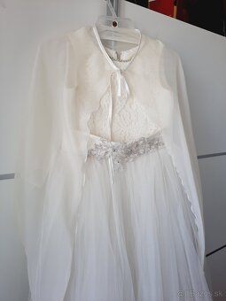 Dievčenské šaty veľ.140-146, kremové - 3