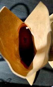 Zara - Camel ČLENKOVÉ ČIŽMY Z BRÚSENEJ KOŽE - 3