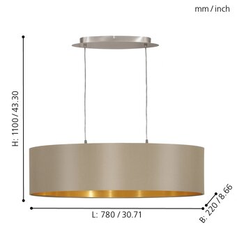 Luster Eglo art.nr 31613 bezova so zlatym vnutrom - 3