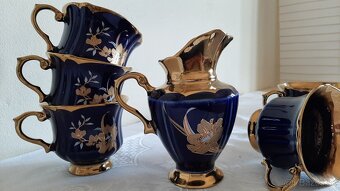 Čajová súprava modro-zlatá s kvetinkou - 3