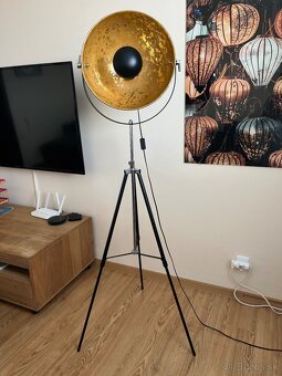 Stylova dizajnova stojaca lampa cierno zlata - 3