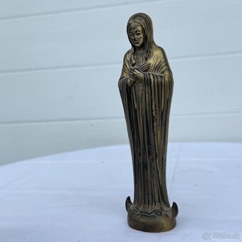 Stará kovová soška Panna Marie v barvě starého zlata - 3