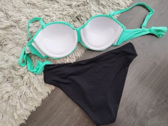 Dvojdielne plavky push up. 80/C+M/38. mentolová + čierna - 3