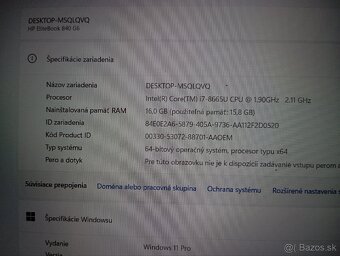 Hliníkový HP 840 G-5,Core i7 8665U,512 GB-M2,Ram-16GB - 3