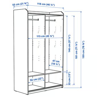 Šatníková skriňa IKEA HAUGA 118x55x199 cm - 3