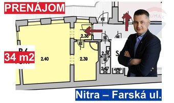 Priestor 34 m2 na prenájom, Farská 10, Nitra - 3