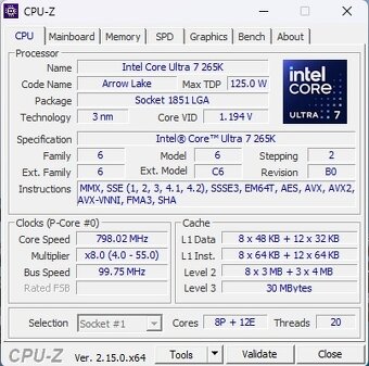 Intel Core Ultra 7 265K, 5.30 GHz, 30 MB Cache, socket 1851 - 3
