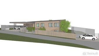 slnečný stavebný pozemok Badín - Na Dielnici s projektom RD - 3