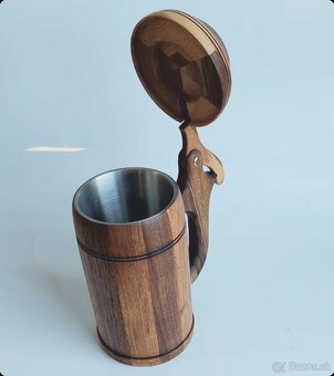 Predám drevený krígeľ s vrchnákom - 3