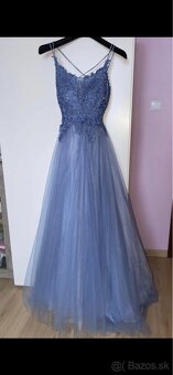 Modré spoločenské šaty - 3